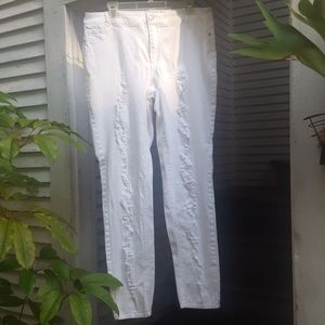 White OneFiveOne Ashley Stewart Ripped Jeans Sz14W
